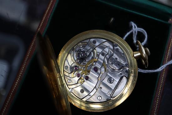 A Tiffany & Co 18ct gold-cased open face pocket watch having circular gilt Arabic dial with subsidiary seconds dial,